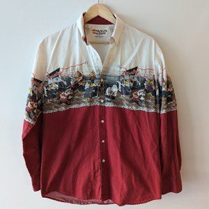 LOONEY TUNES x KARMAN 90s Western Shirt VTG 1993 Cowboy Button Up USA Mens M
